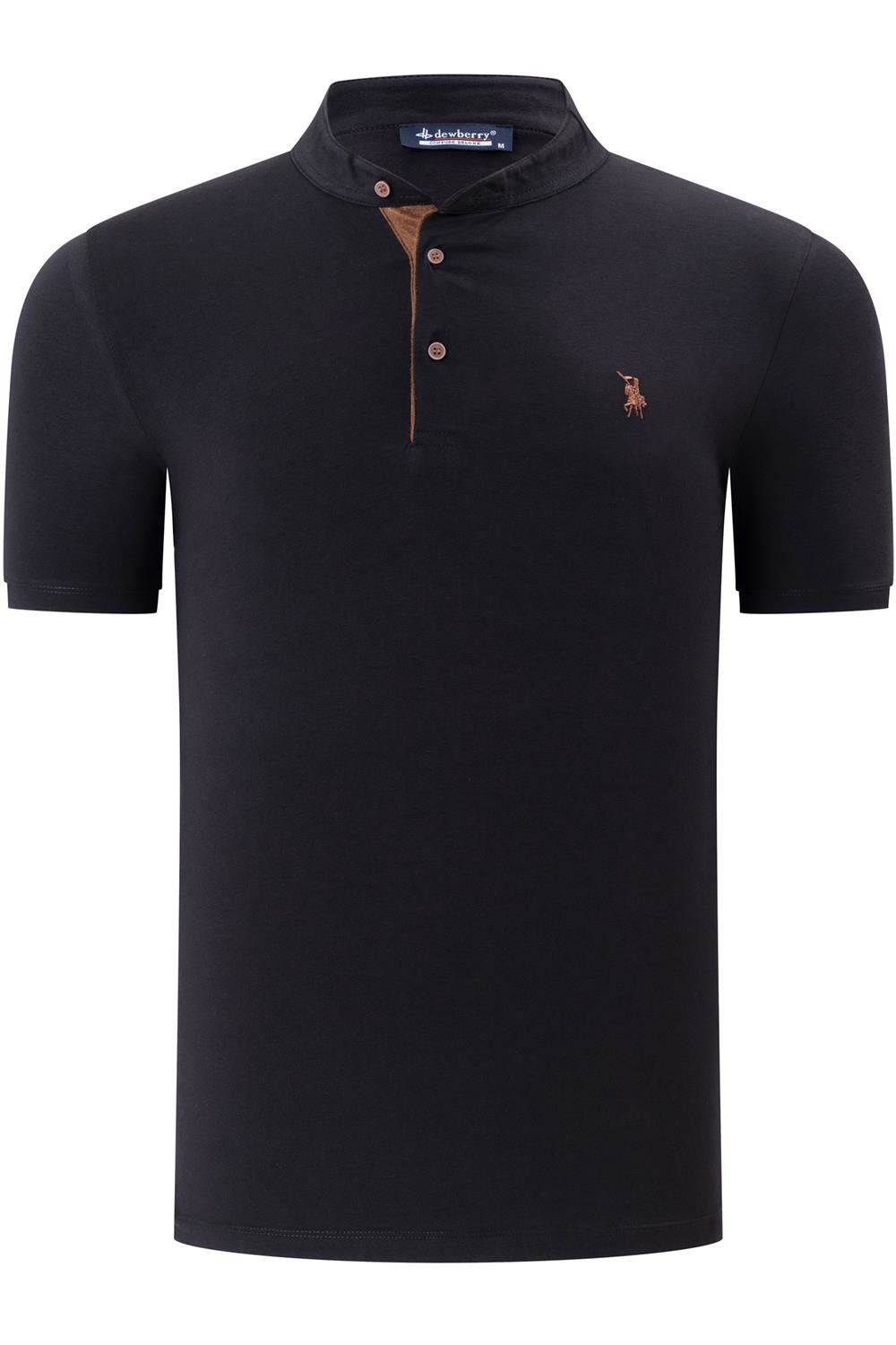 DUAL SET T8561 DEWBERRY MENS TSHIRT-GREY - BLACK