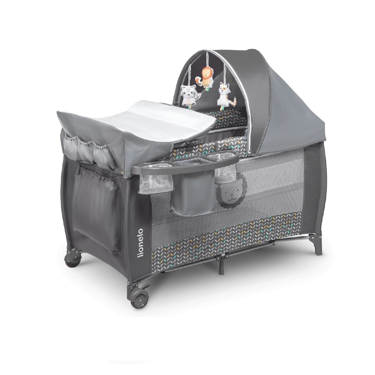 Lionelo travel cot sven plus sivá