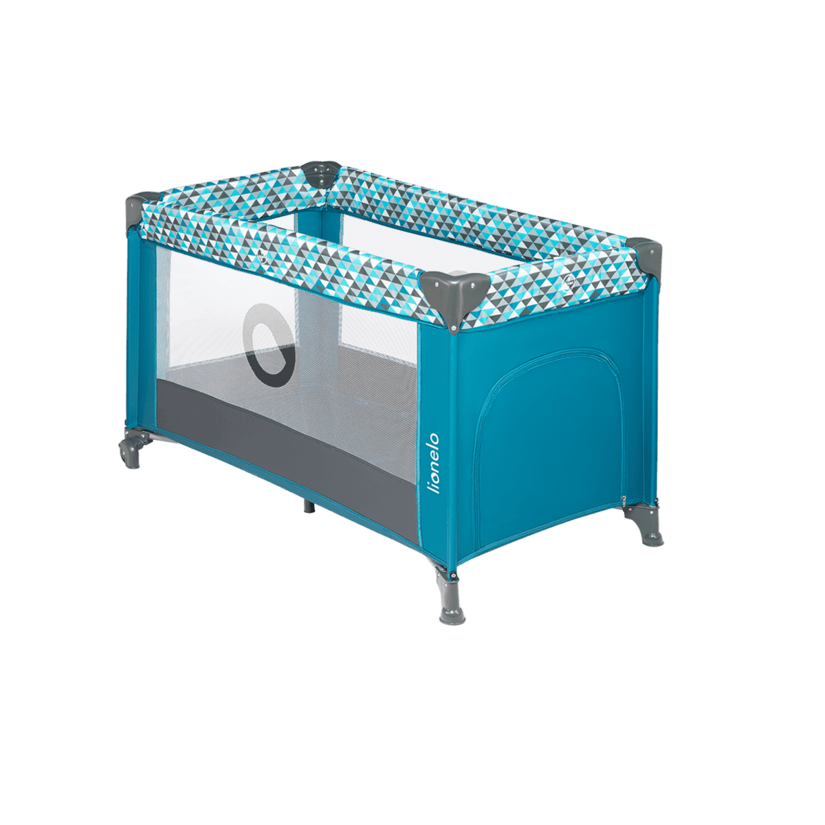 Lionelo travel cot green turquoise modrá sivá