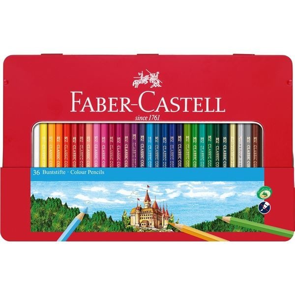 Pastelky Castell set 36 farebné v plechu s okienkom