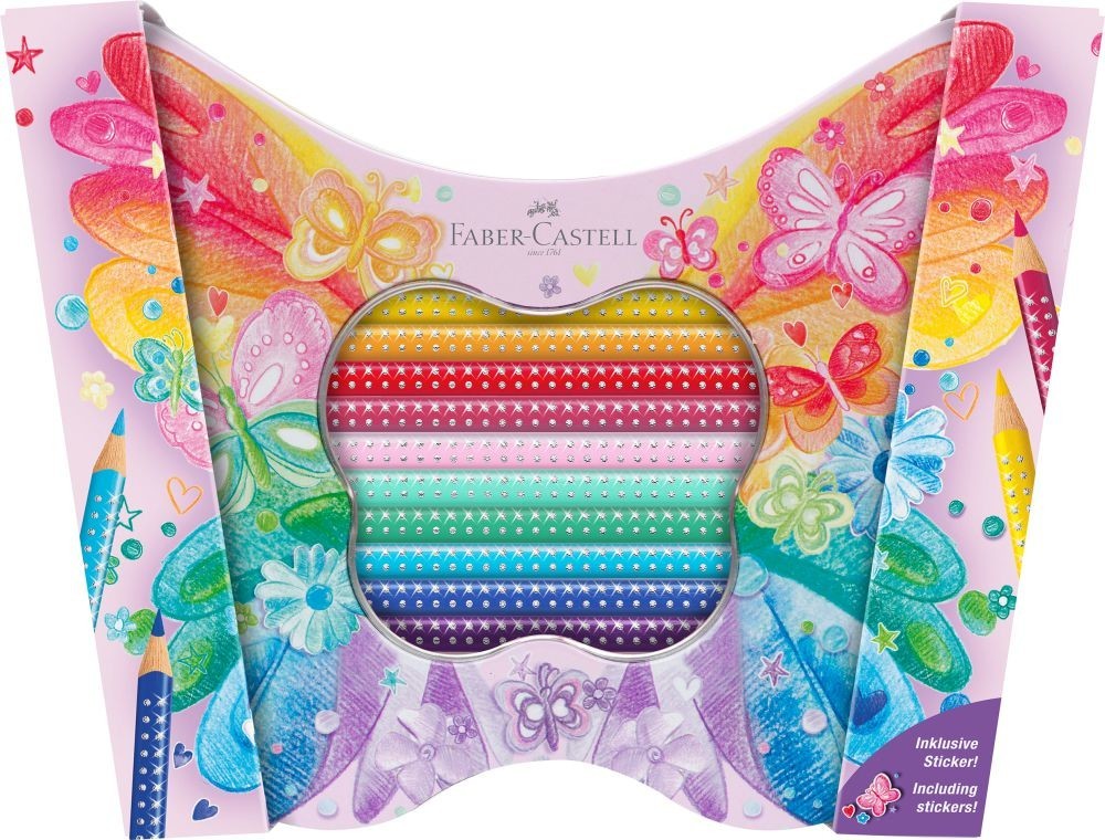 Pastelky Sparkle, darčekový set 20 farebný plech motýľ