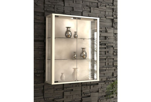 Nástenná vitrína Udina s LED osvetlením, biela