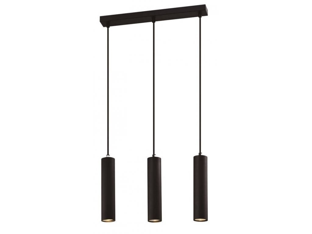 Candellux Čierny závesný luster Tubo pre žiarovku 3x GU10 33-79091