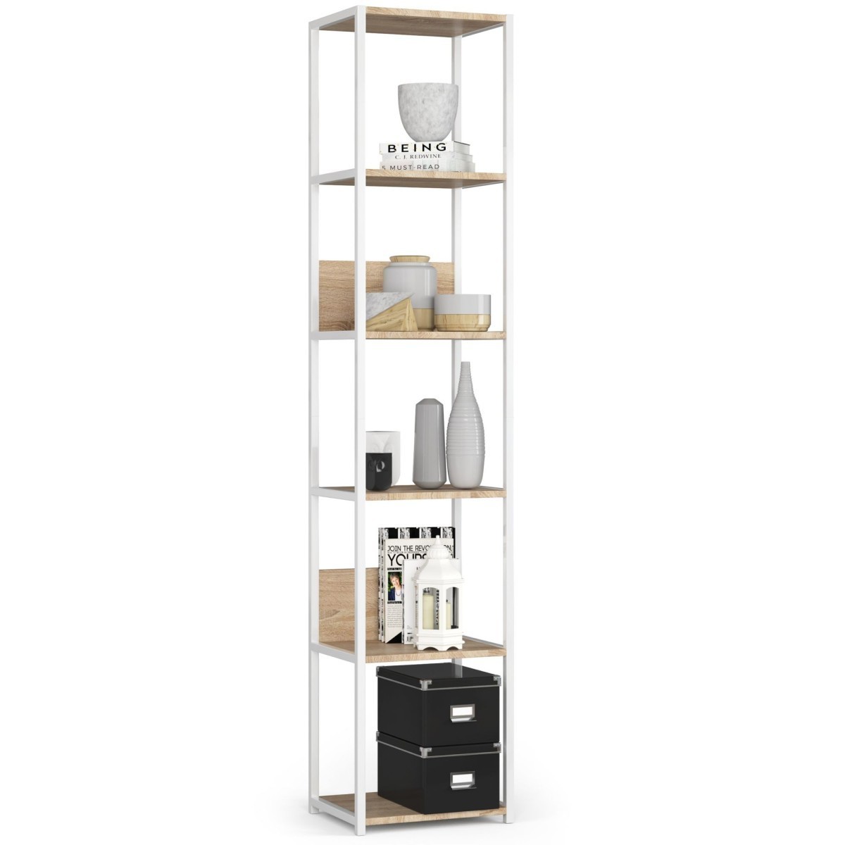 Regál LOFT 40 cm bílý/dub sonoma