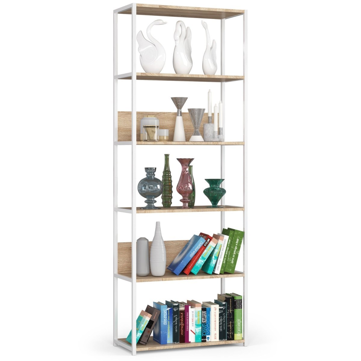 Regál LOFT 70 cm bílý/dub sonoma