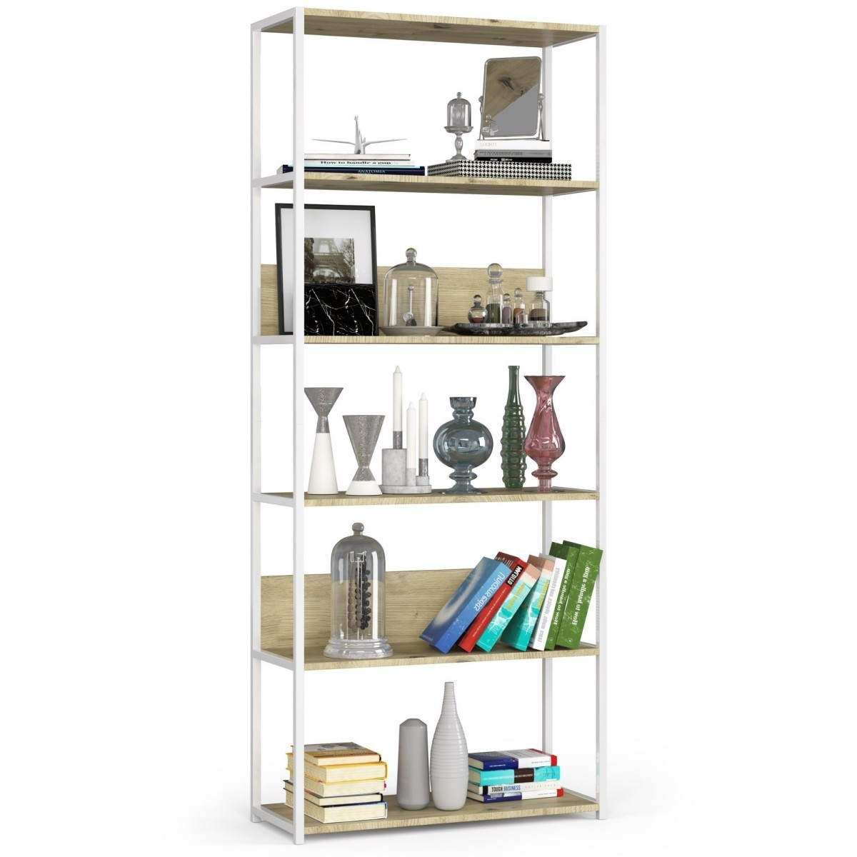 Regál LOFT 80 cm bílý/dub artisan