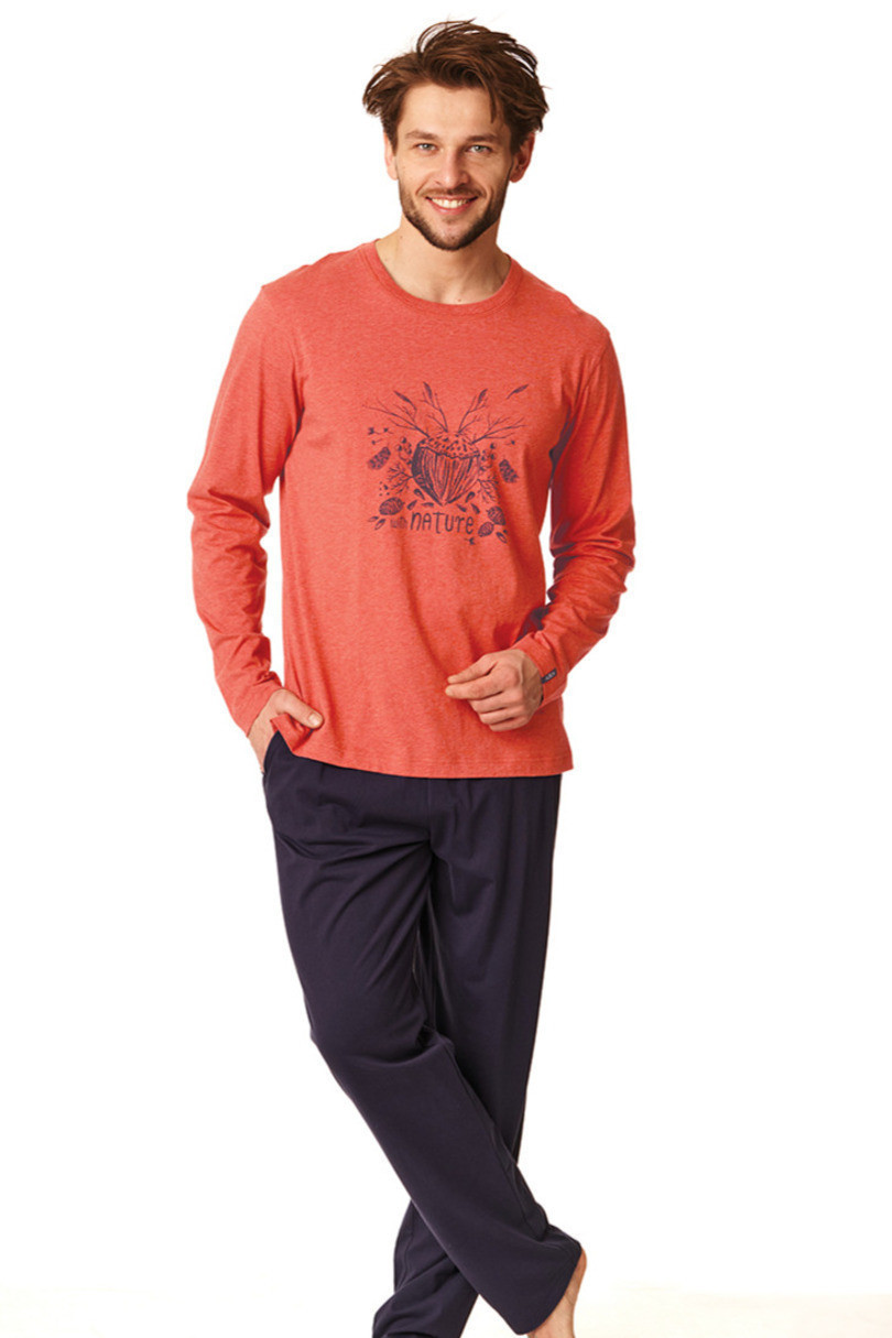 Pánske pyžamo Key MNS 860 B22 M-2XL cihla-grafit XXL