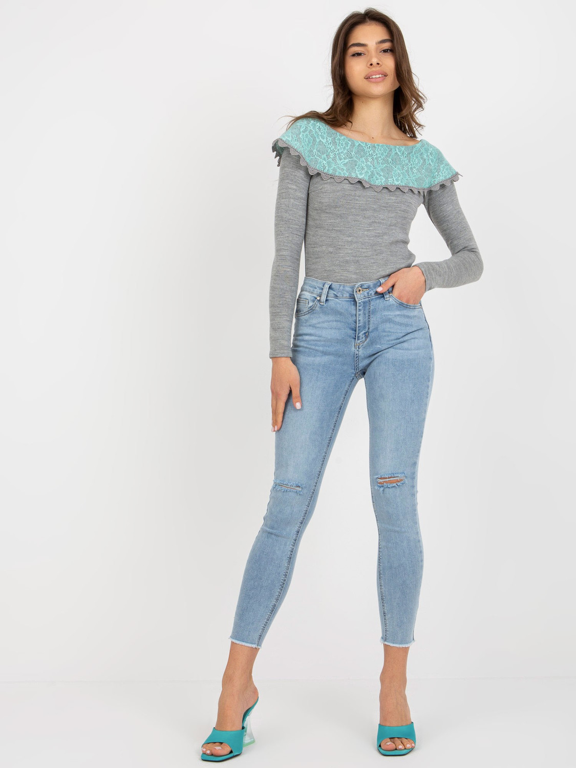 Spodnie jeans NM SP PJ23109.71 niebieski XS