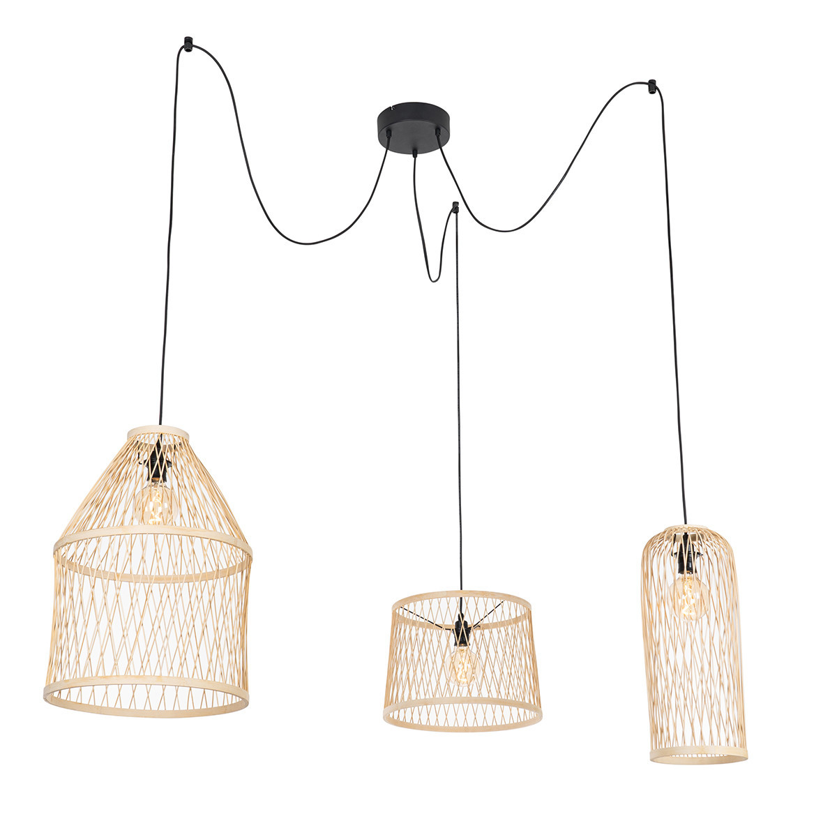 Vidiecka vonkajšia závesná lampa ratanová 3-svetlá - Calamus