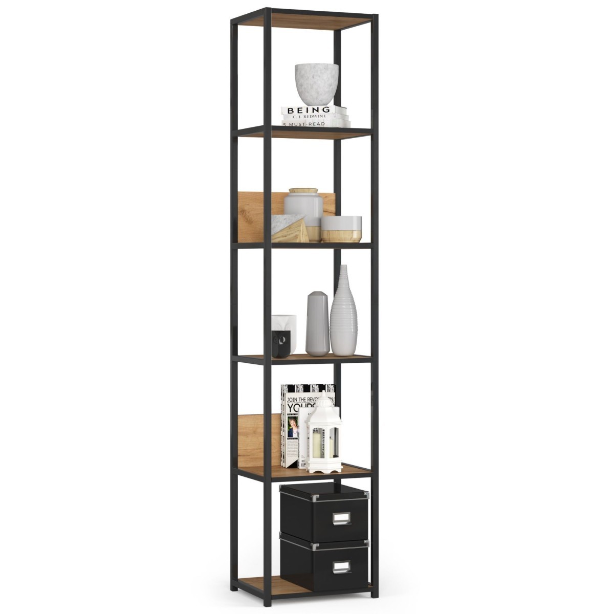 Regál LOFT 40 cm černý/řemeslný dub