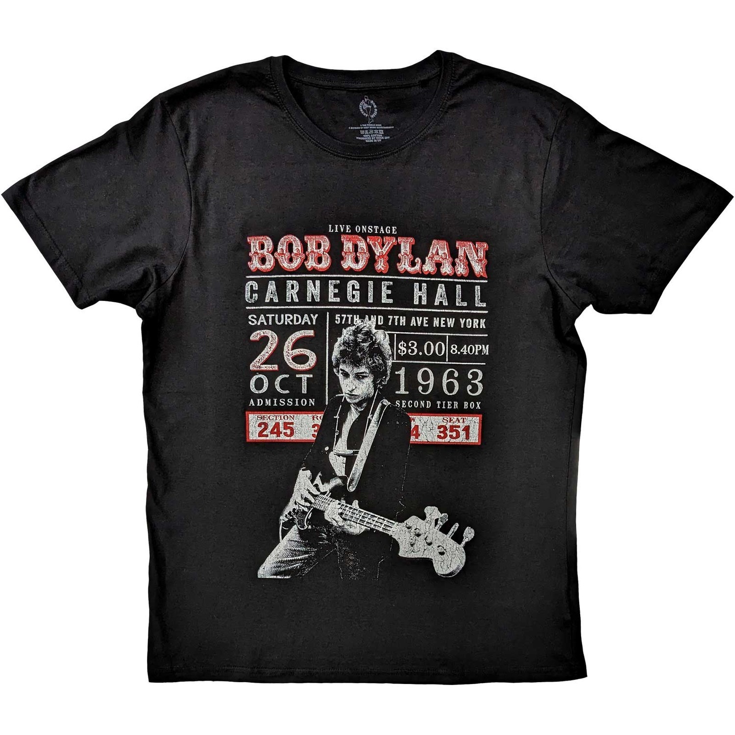 Bob Dylan tričko Carnegie Hall '63 Čierna S