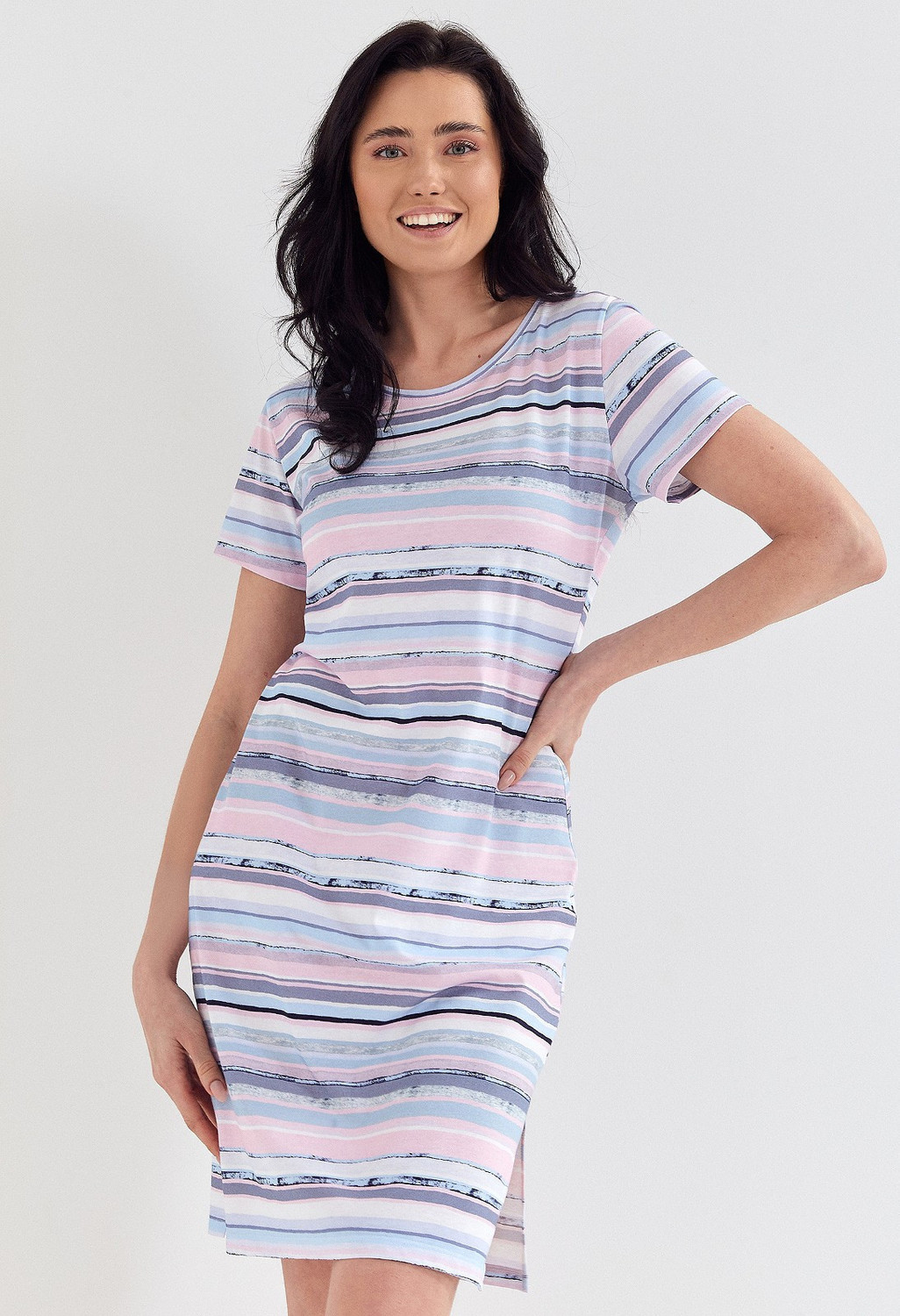 Dámska nočná košeľa Cana 112 Kr/r S-XL LETNÍ PRUHY XL