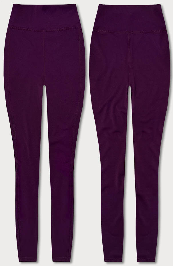 Tmavo fialové dámske legíny s ozdobnými švami (54460) fialová S (36)