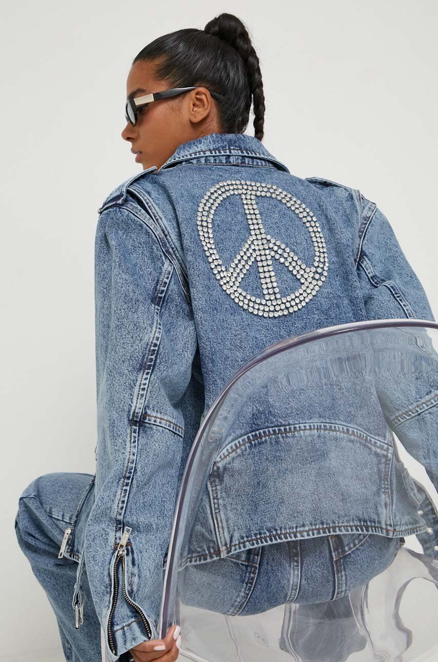 Riflová bunda Moschino Jeans dámska, prechodná, oversize