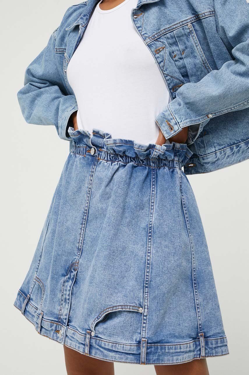 Rifľová sukňa Moschino Jeans mini, áčkový strih