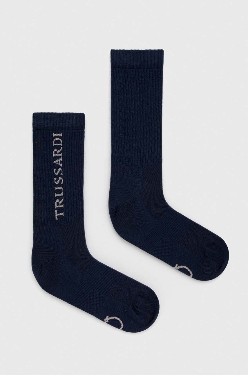 Ponožky Trussardi pánske, tmavomodrá farba