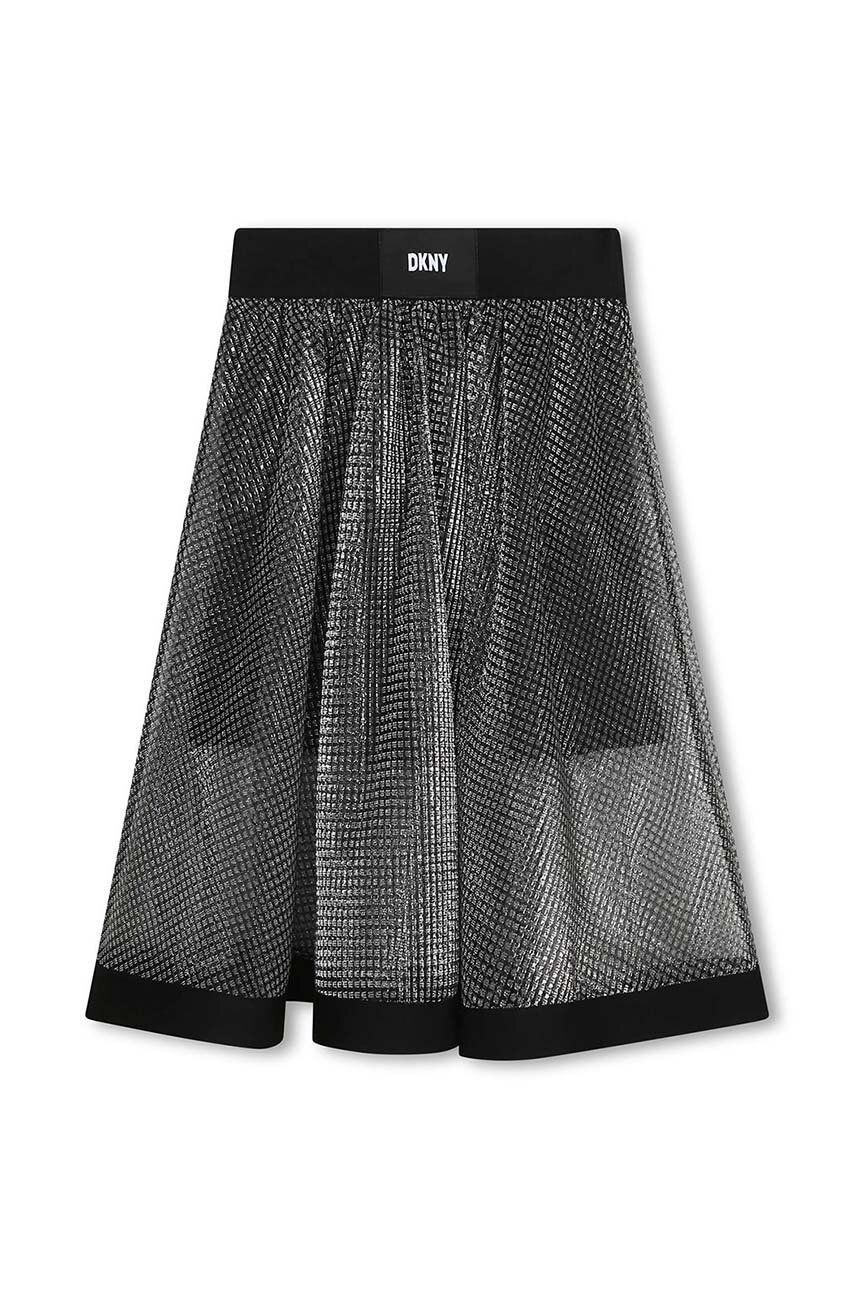Dievčenská sukňa Dkny šedá farba, midi, áčkový strih