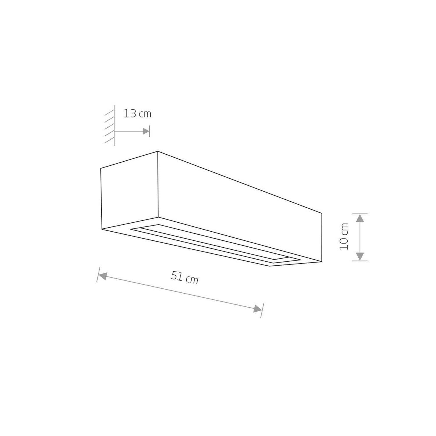 Nástenné svetlo Solid z betónu, šírka 51 cm