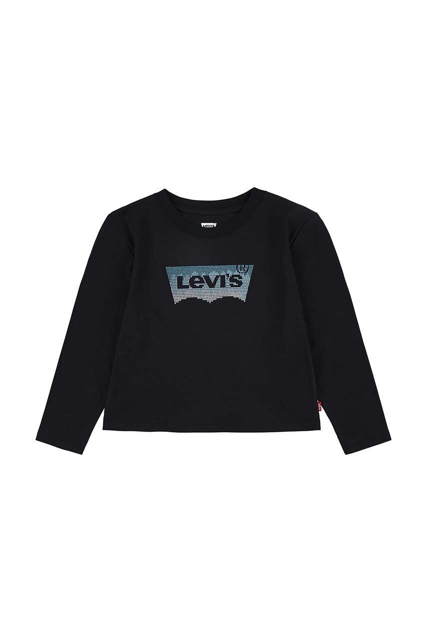 Detské tričko s dlhým rukávom Levi's čierna farba