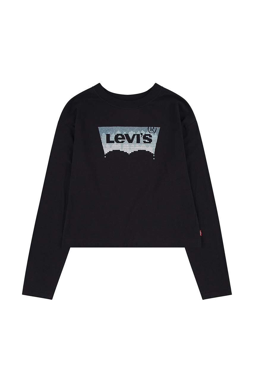 Detská bavlnená košeľa s dlhým rukávom Levi's čierna farba