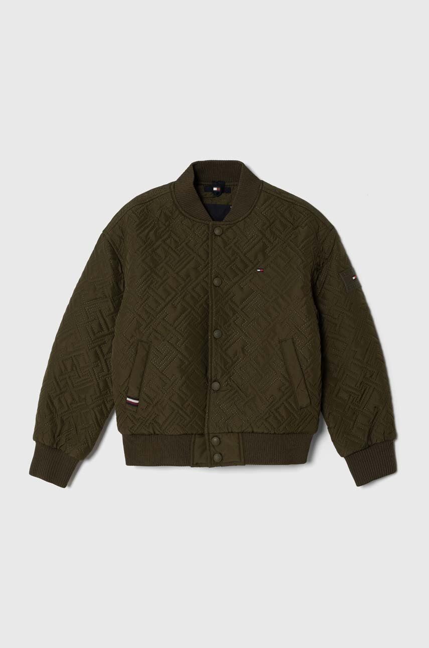 Detská bunda bomber Tommy Hilfiger zelená farba