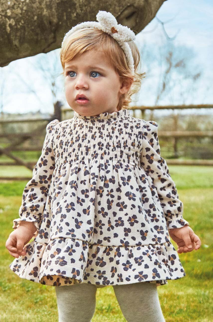 Šaty pre bábätká Mayoral béžová farba, mini, áčkový strih