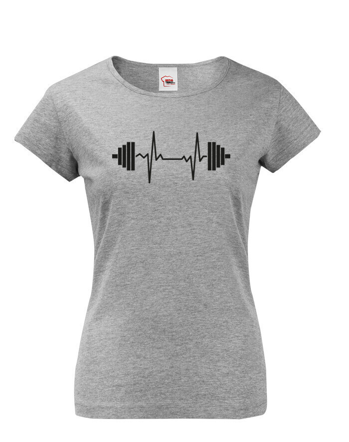 Dámské tričko s potlačou tepu a činku - skvelé fitness tričko