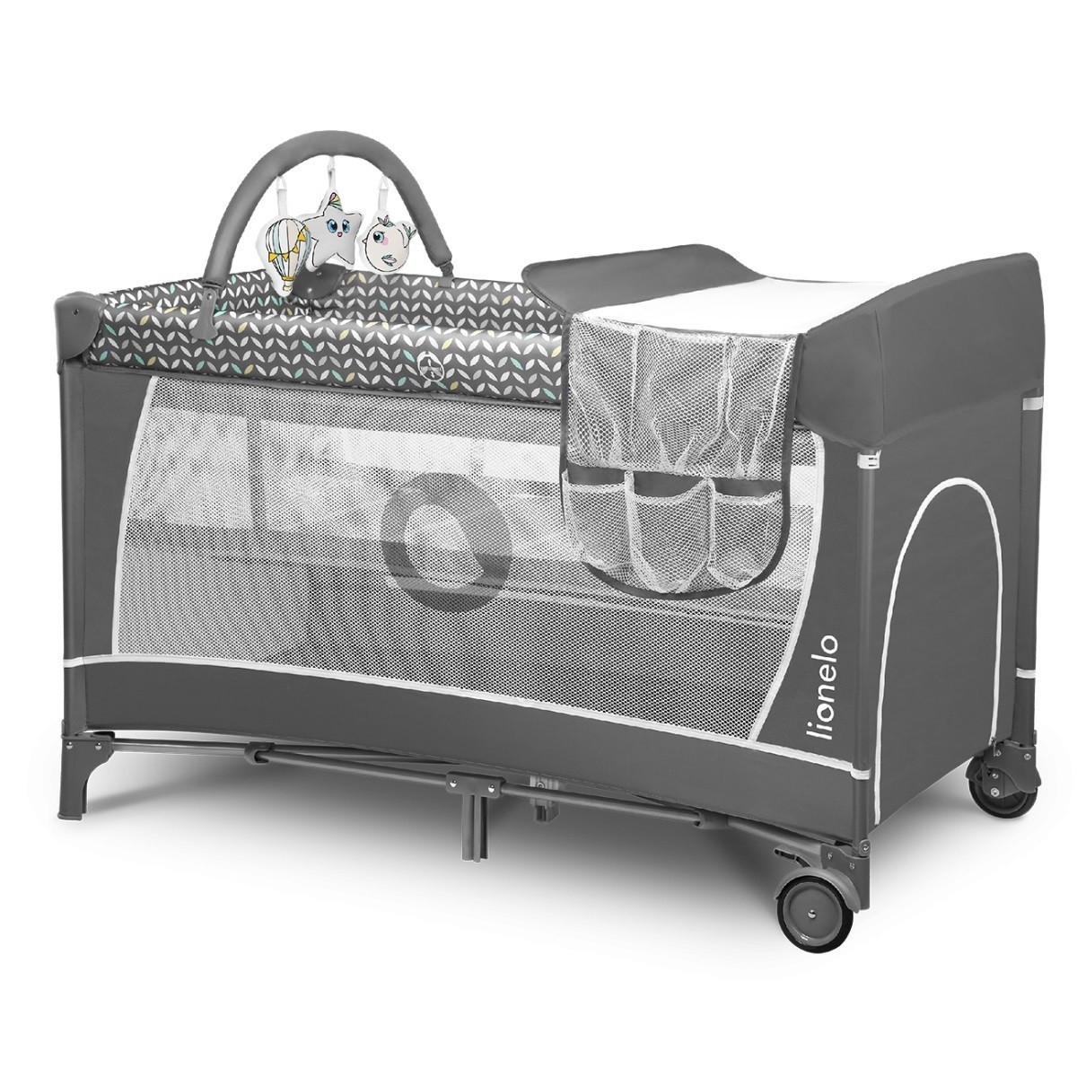 Lionelo travel cot grey scandi sivá iné farebné prevedenie