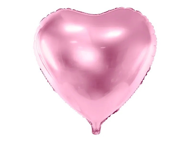 PartyDeco Fóliový balón - Srdce, svetloružový 61 cm