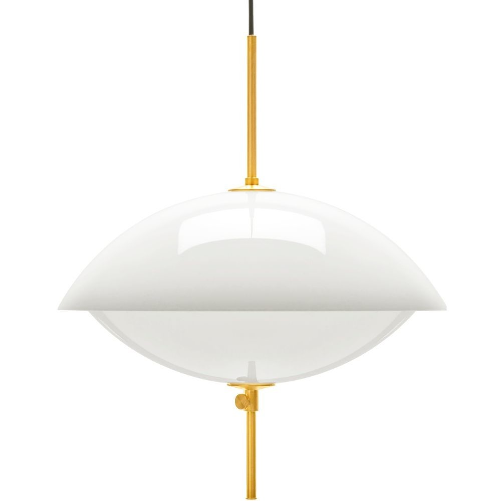 Závesná lampa CLAM 55 cm, biela/mosadz, Fritz Hansen