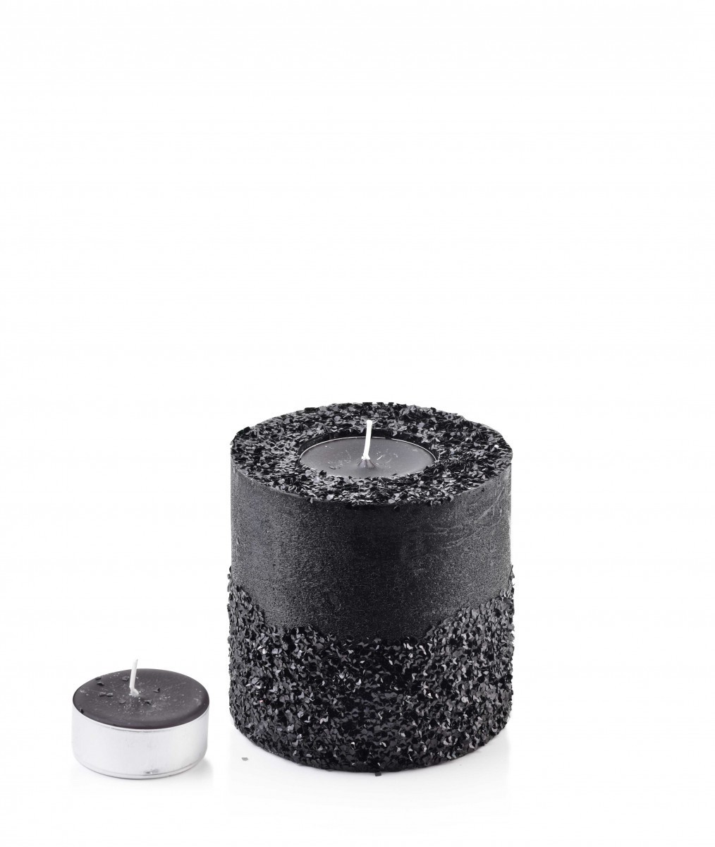 Malý moderní svícen Diament 12 cm černý
