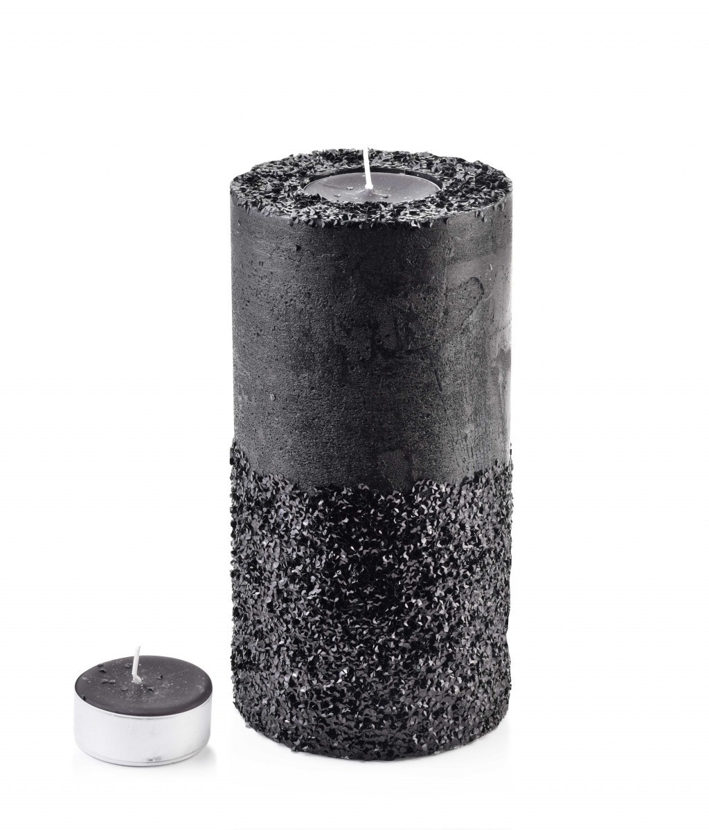 Střední moderní svícen Diament 24 cm černý