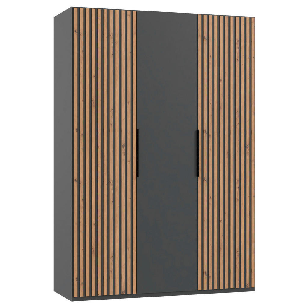 MID.YOU SKRIŇA S OTOČNÝMI DVERAMI, grafitová, farby duba, 150/216/58 cm