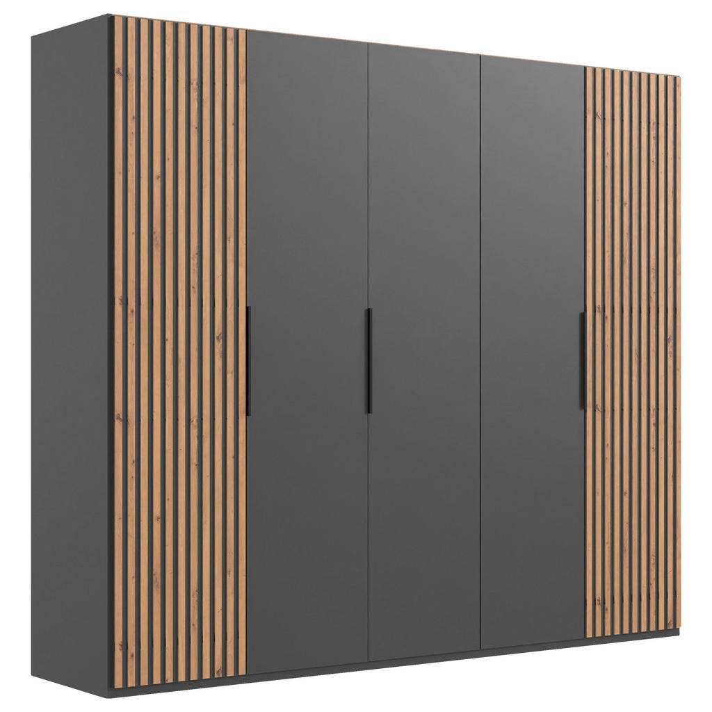 MID.YOU SKRIŇA S OTOČNÝMI DVERAMI, grafitová, farby duba, 250/216/58 cm