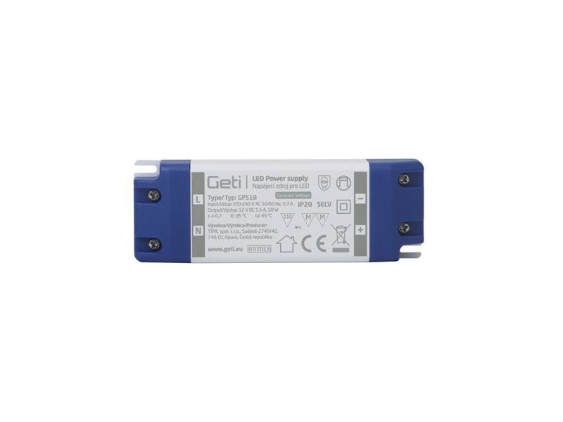 Zdroj spínaný pre LED 12V/ 18W GETI GPS18, IP20