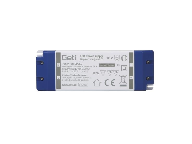 Zdroj spínaný pro LED 12V/ 60W GETI GPS60, IP20