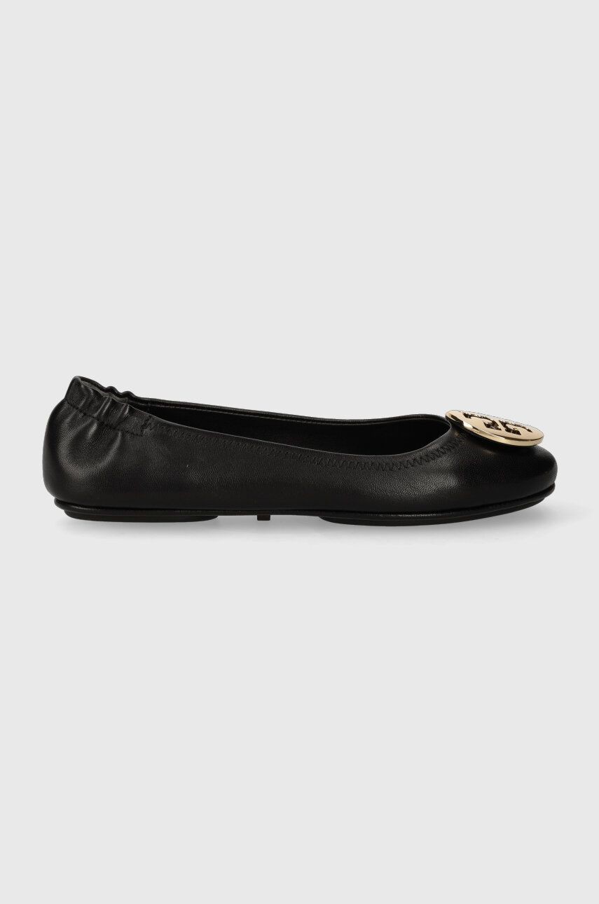 Kožené balerínky Tory Burch MINNIE TRAVEL BALLET čierna farba, 50393-013