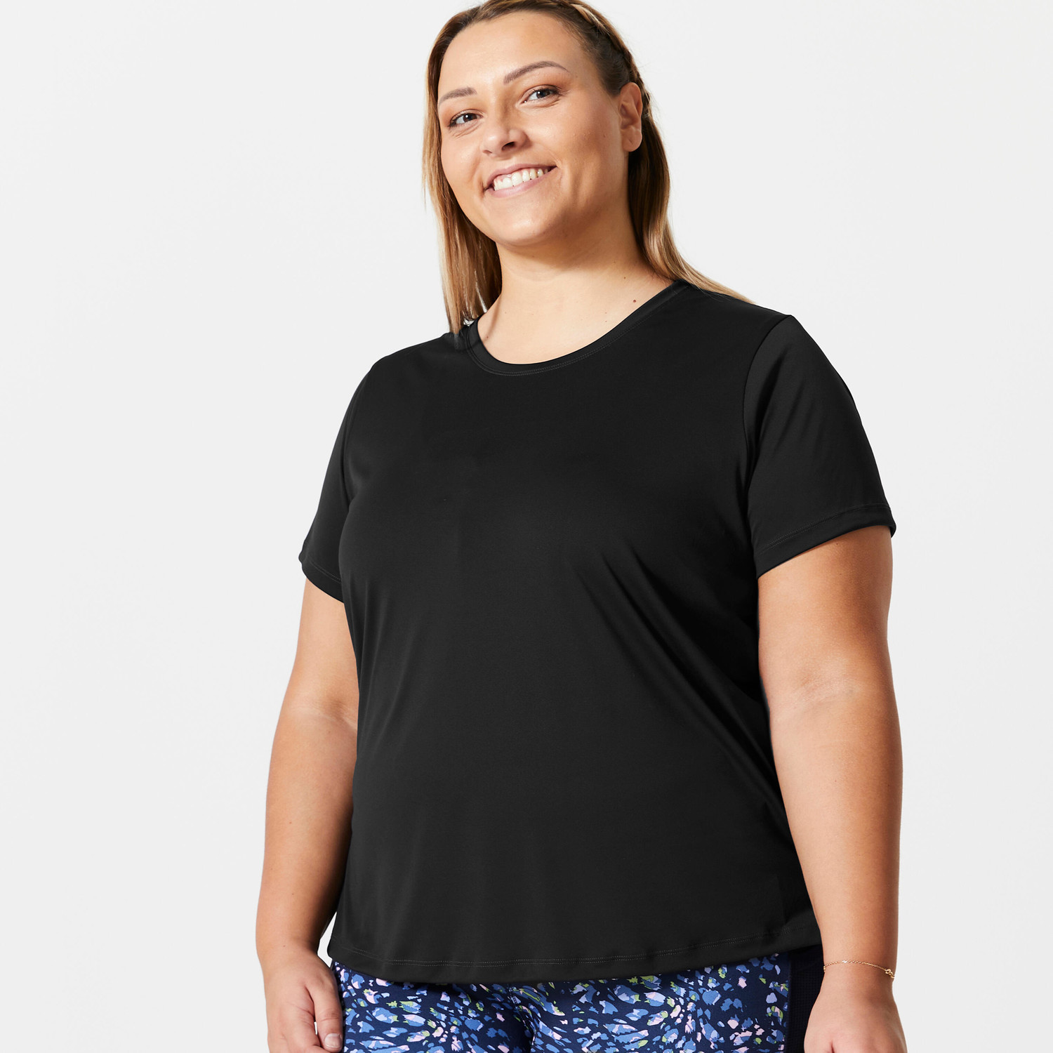Dámske tričko na kardio fitness Plus Size čierne