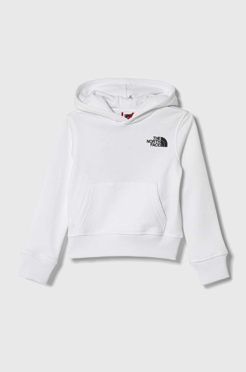 Detská bavlnená mikina The North Face B GRAPHIC HOODIE 1 biela farba, s kapucňou, s potlačou