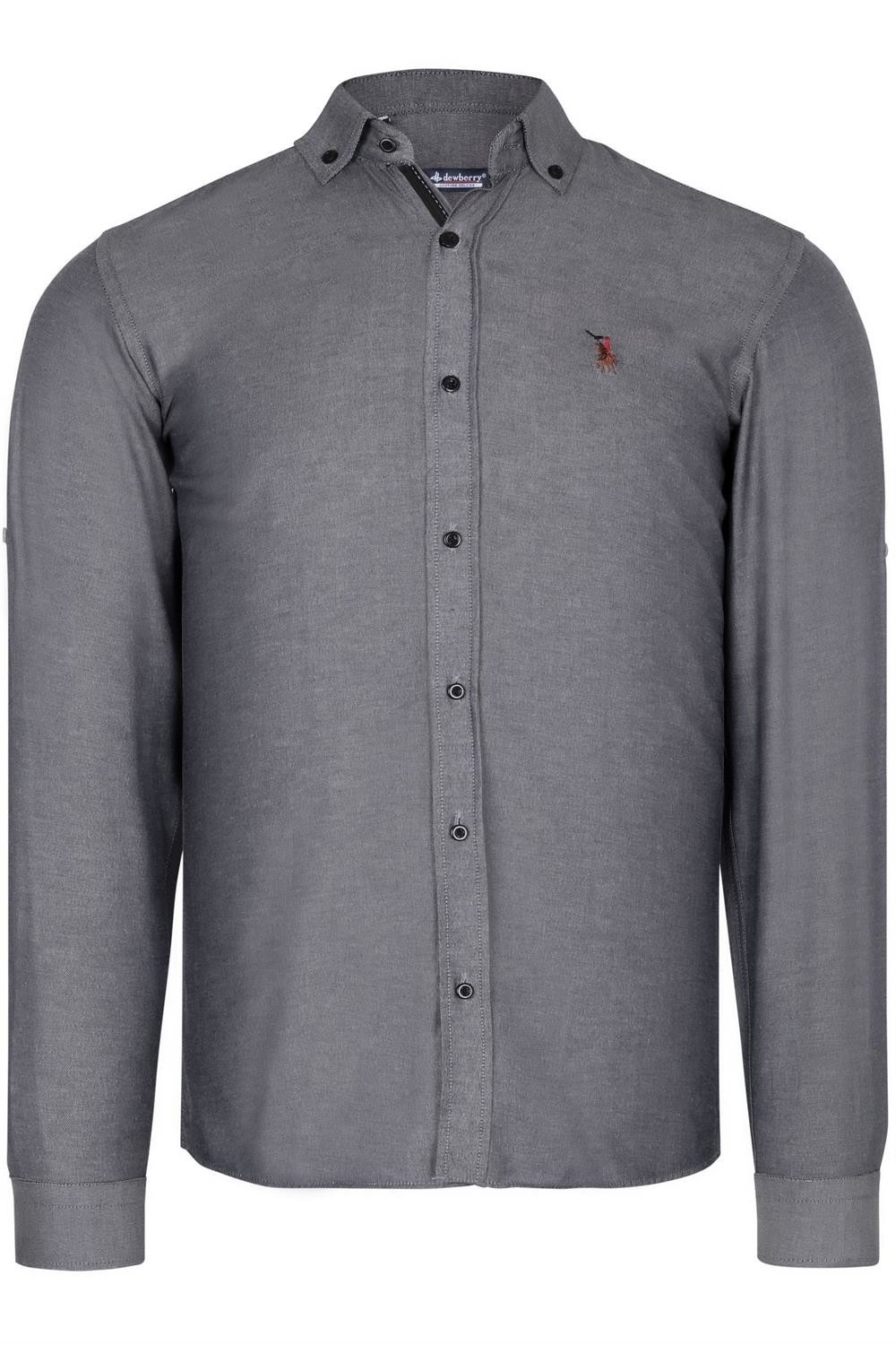G674 DEWBERRY MENS SHIRT-PLAIN SMOKED