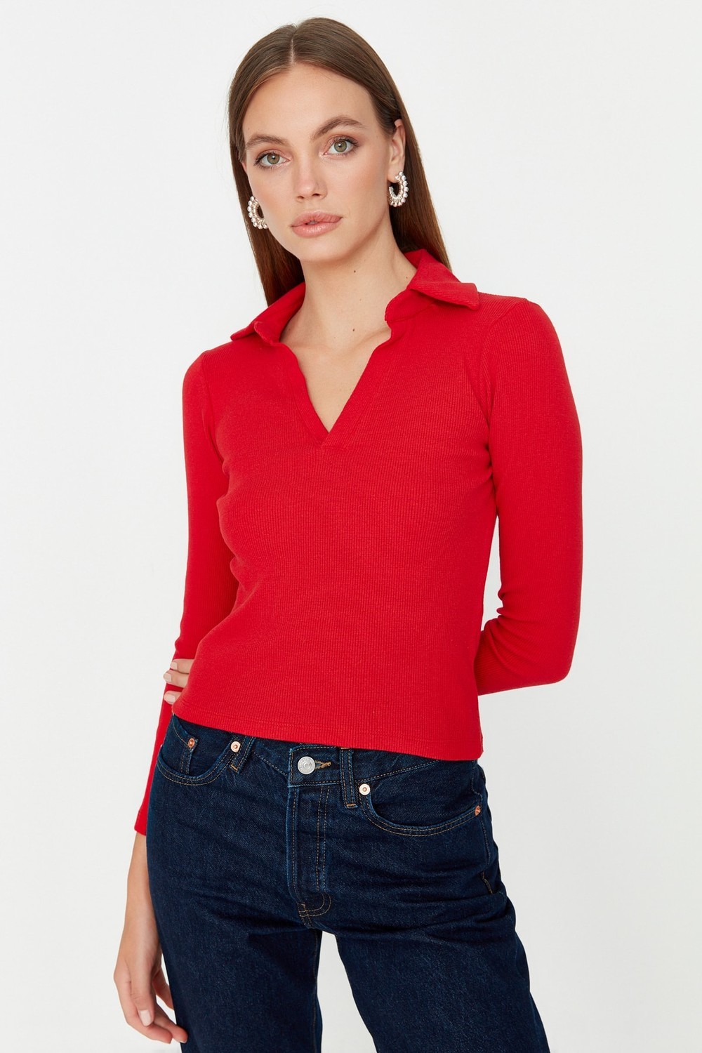 Trendyol Blouse - Rot - Slim fit