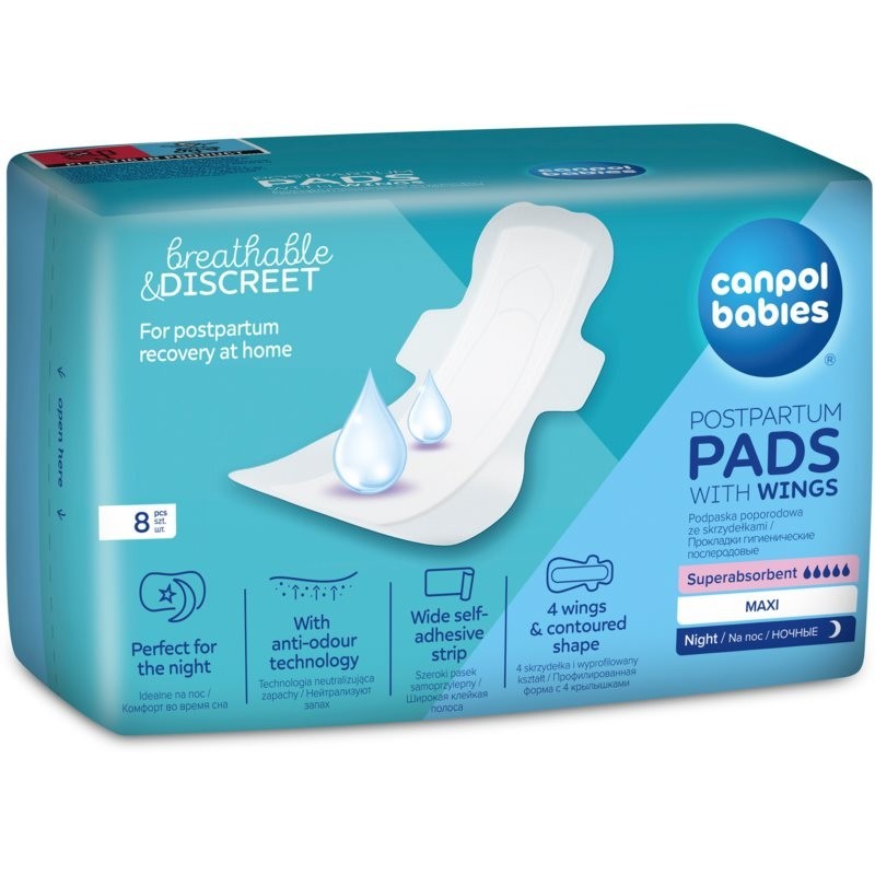 canpol babies Postpartum Pads With Wings pôrodnícke vložky na noc 8 ks