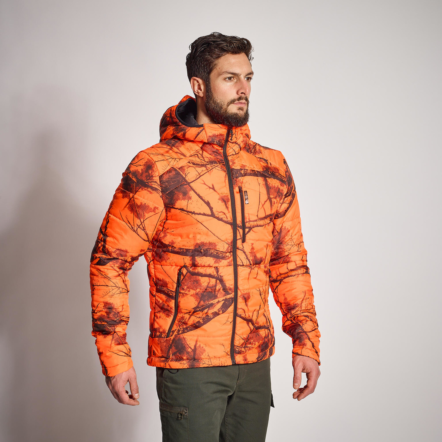 Prešívaná stlačiteľná poľovnícka bunda Treemetic Fluo 900