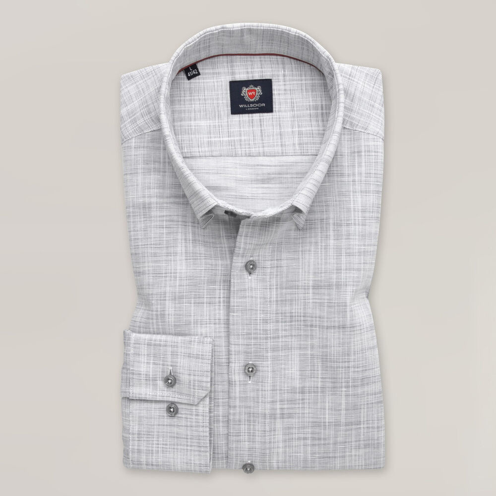 Pánska košeľa slim fit sivá s prídavkom ľanu 15491