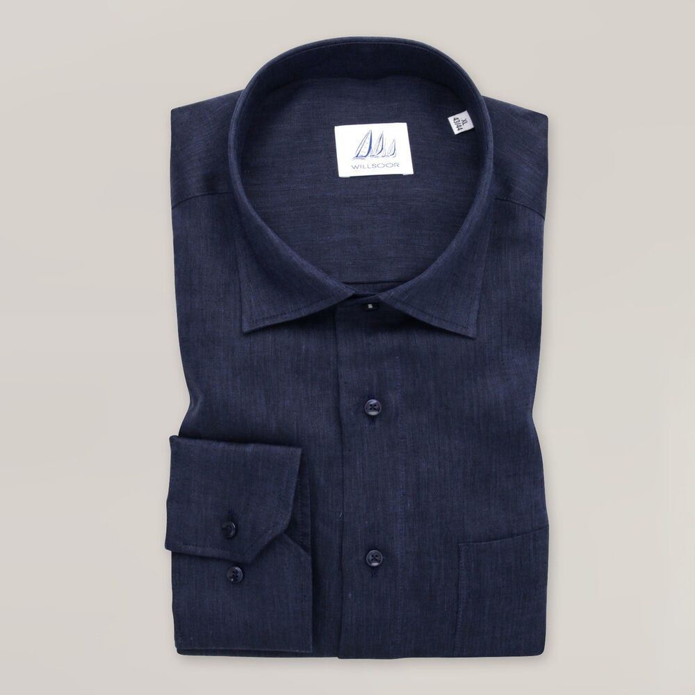 Pánska ľanová košeľa slim fit sivej farby 15507