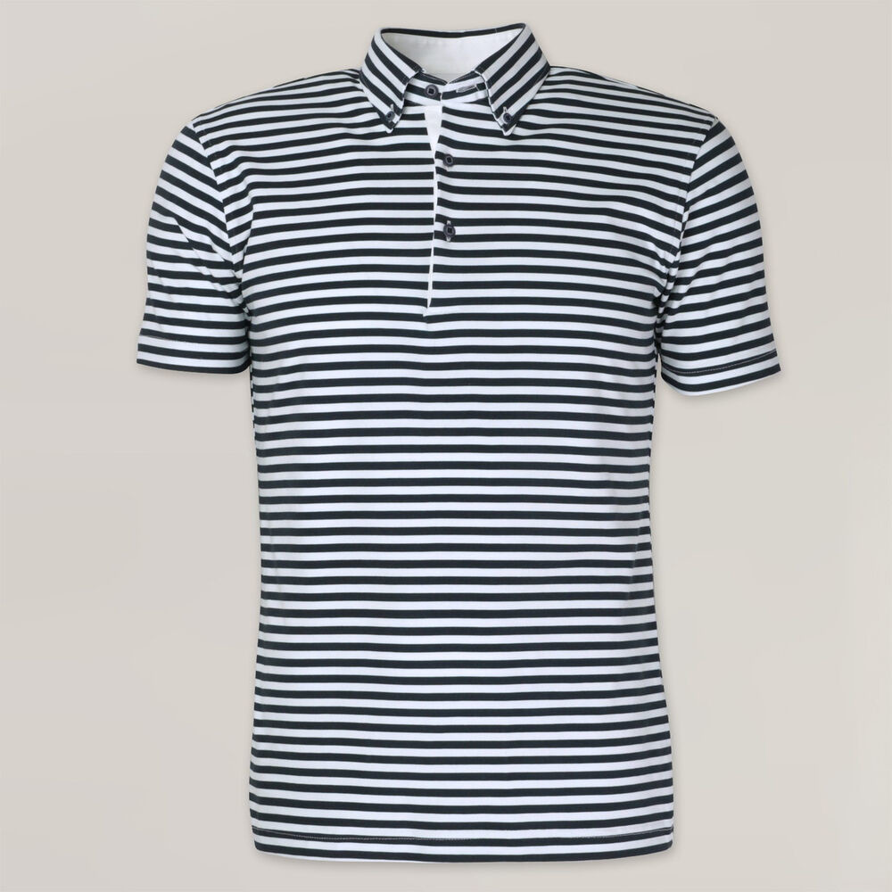 Pánske polo tričko s modro-bielym pruhovaným vzorom 15518