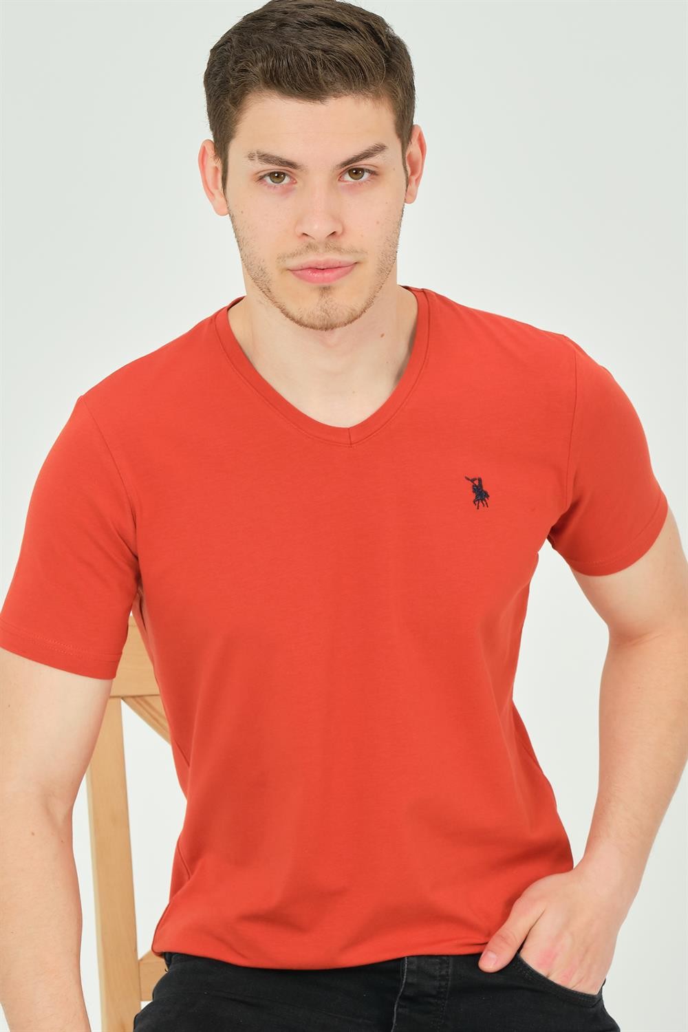 T8568 DEWBERRY V-NECK MENS T-SHIRT-DARK TILE