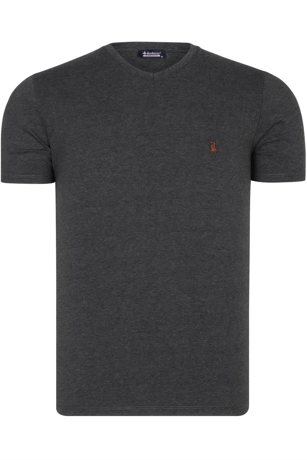 T8568 DEWBERRY V-NECK MENS T-SHIRT-OUTDOOR ANTHRACITE