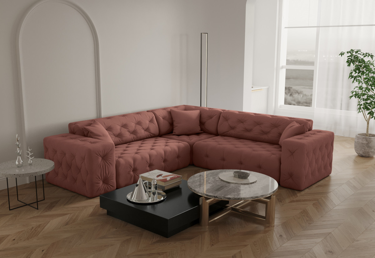 Expedo Rohová sedacia súprava MELANA 2, 246x73x246, opera salmon