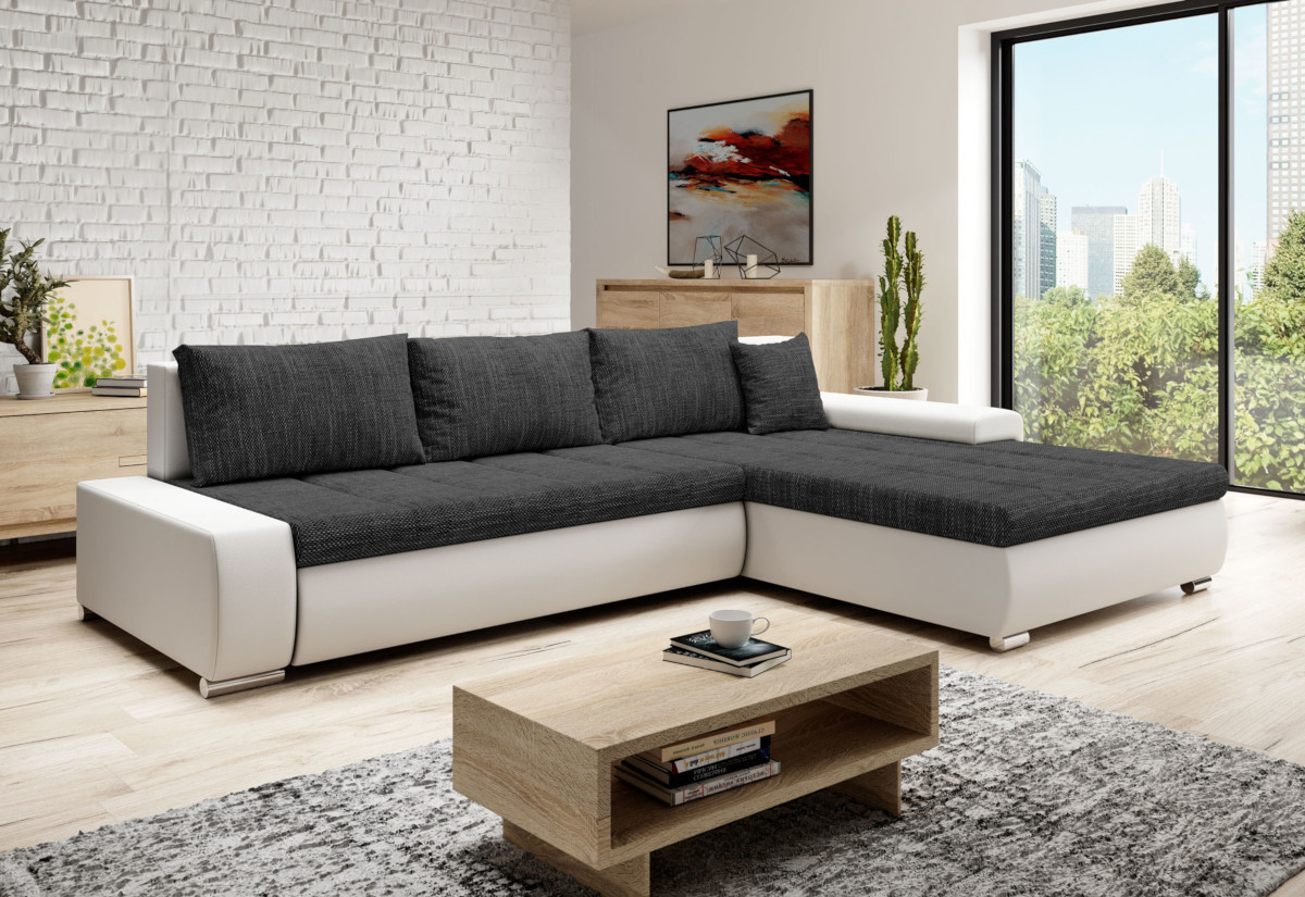 Expedo Rohová sedacia súpravaSCANIA, 297x80x214, berlin 01/biela ekokoža, pravá